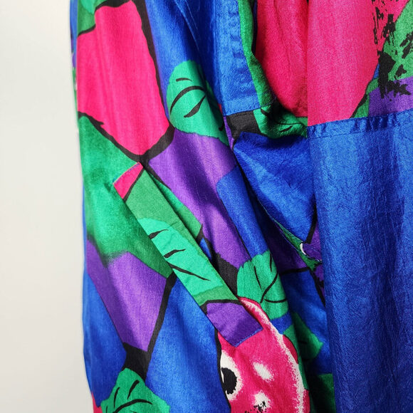 Vintage Tan Jay Blue Floral Nylon Zip Up Jacket Size XS/S - Picture 6 of 9